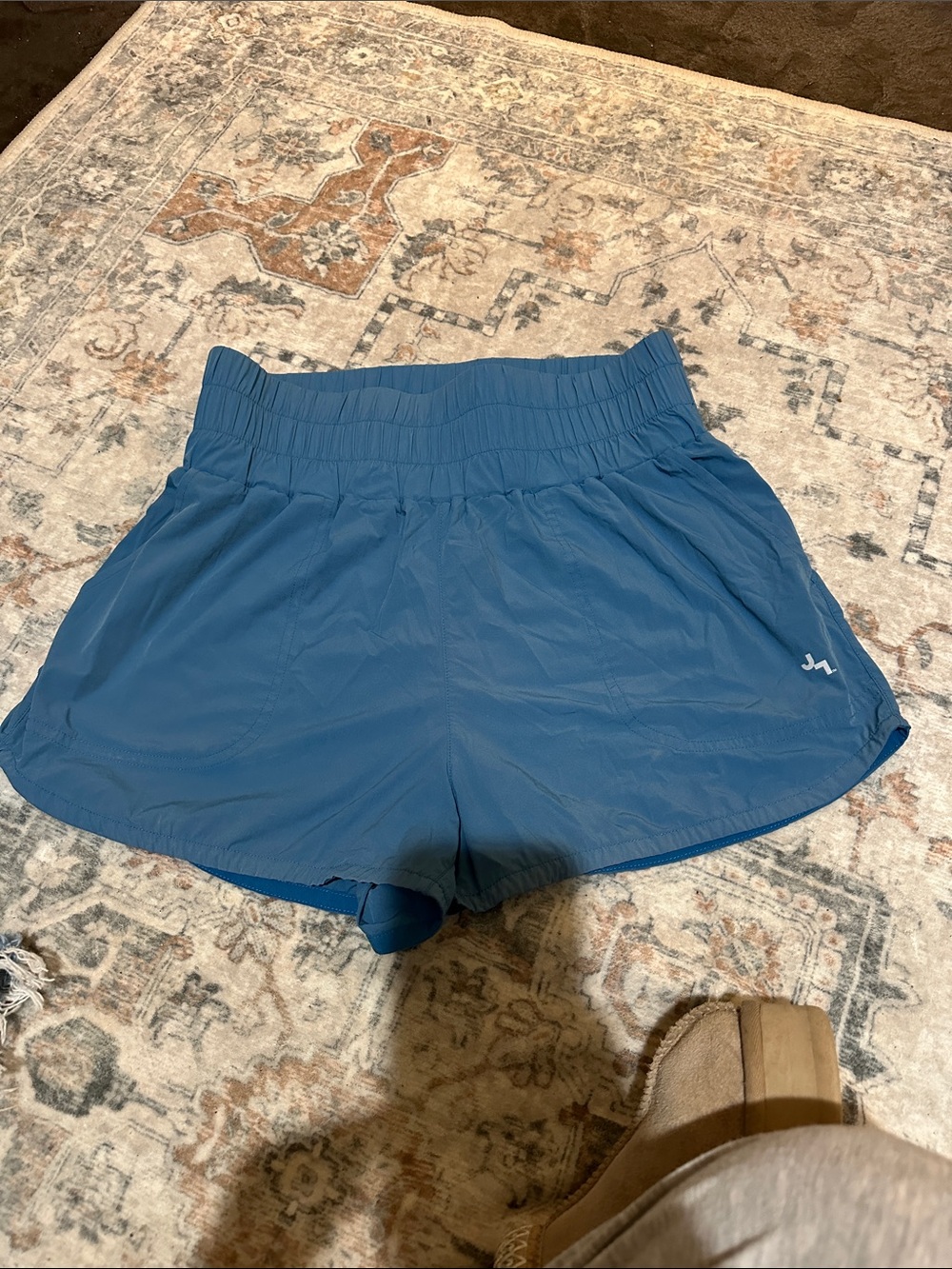 JoyLab Smocked Waist Athletic Shorts - Teal Blue